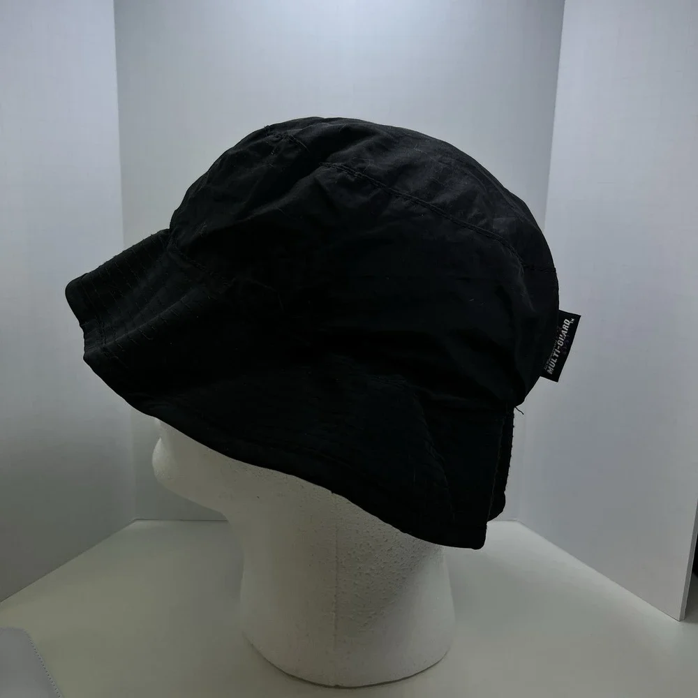 Vintage Signature Multiguard Bucket Hat Black Nylon Hidden Zip Pocket Outdoor